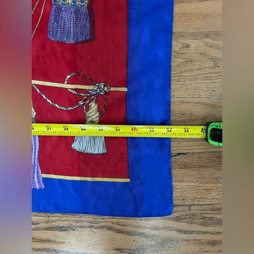 Vintage Silk Scarf – Tassel & Cord “Passementerie” Print – 35” Square.